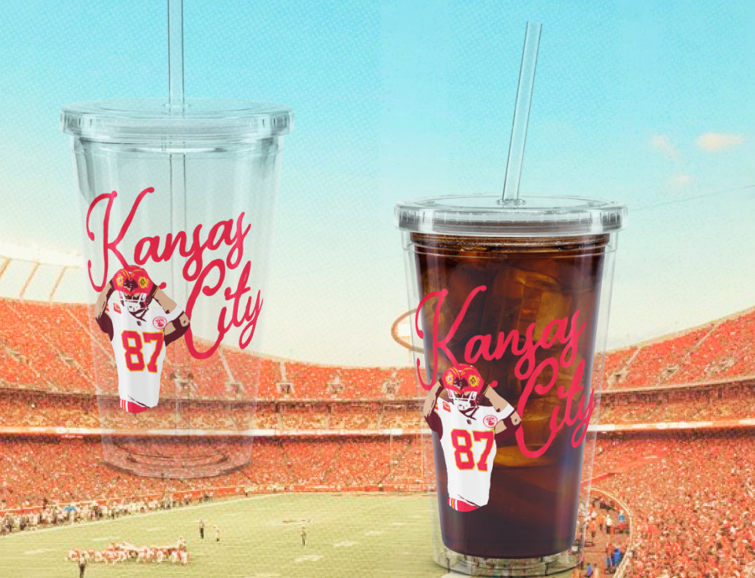 Kansas City Heart Hands Clear Plastic Tumbler