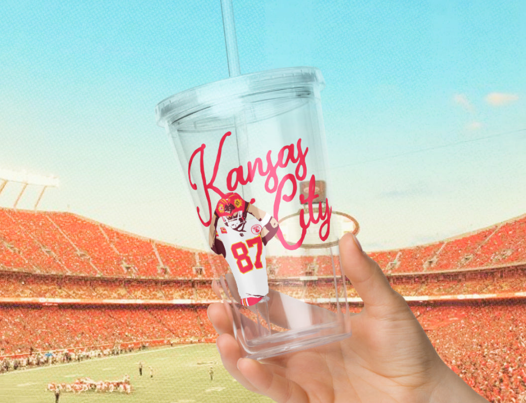 Kansas City Heart Hands Clear Plastic Tumbler