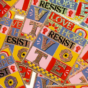 Love, Hope, Resist, and Vote Glitter Sticker