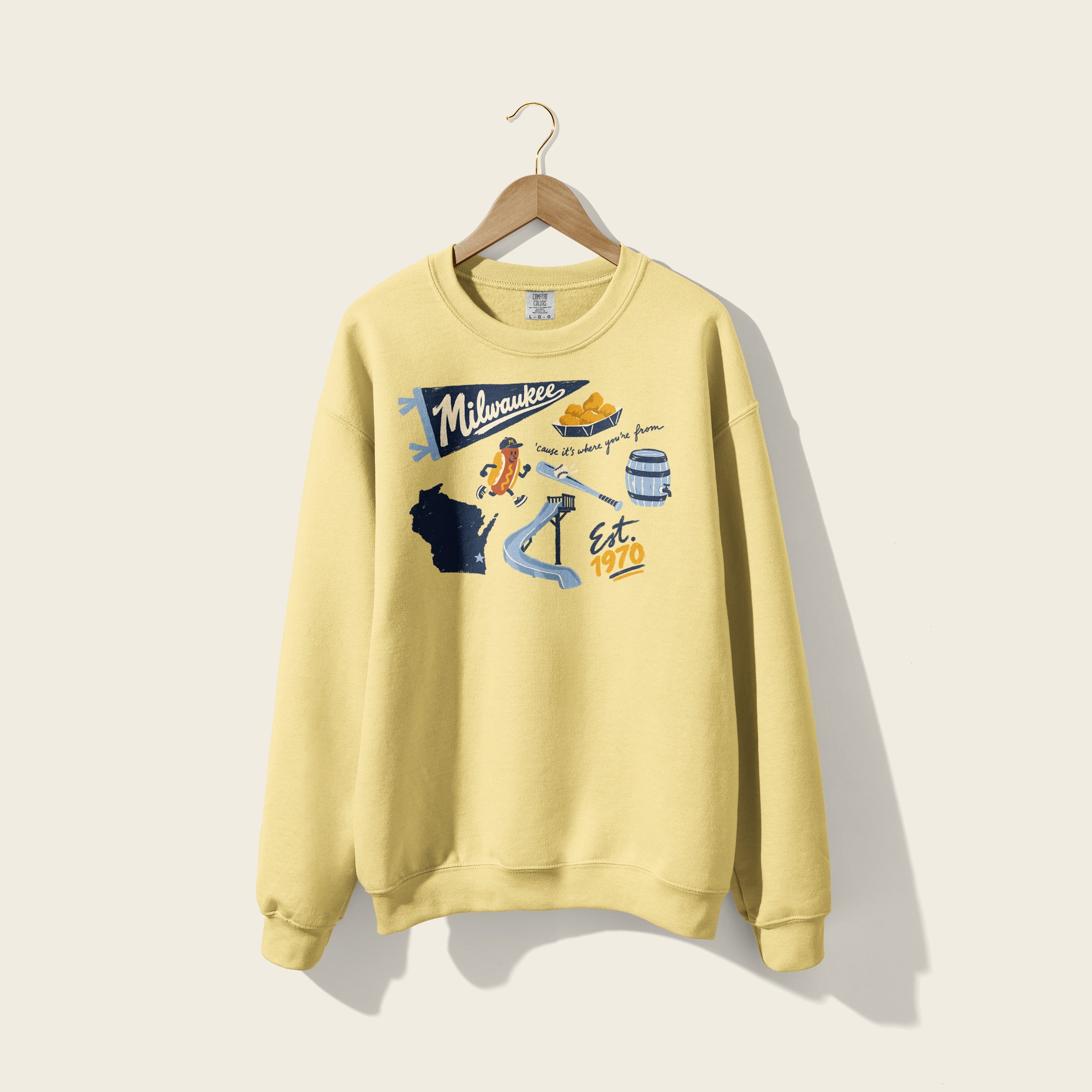 Milwaukee It's Where You're From Crewneck in Butter