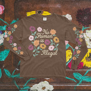 No Human is Illegal Floral Long Sleeve Tee