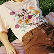 No Human is Illegal Floral Tee