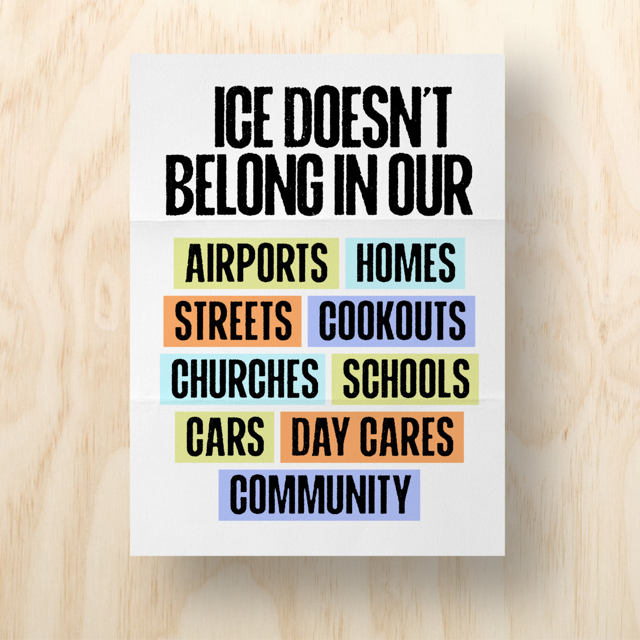 ICE Doesn't Belong Printable Protest Sign