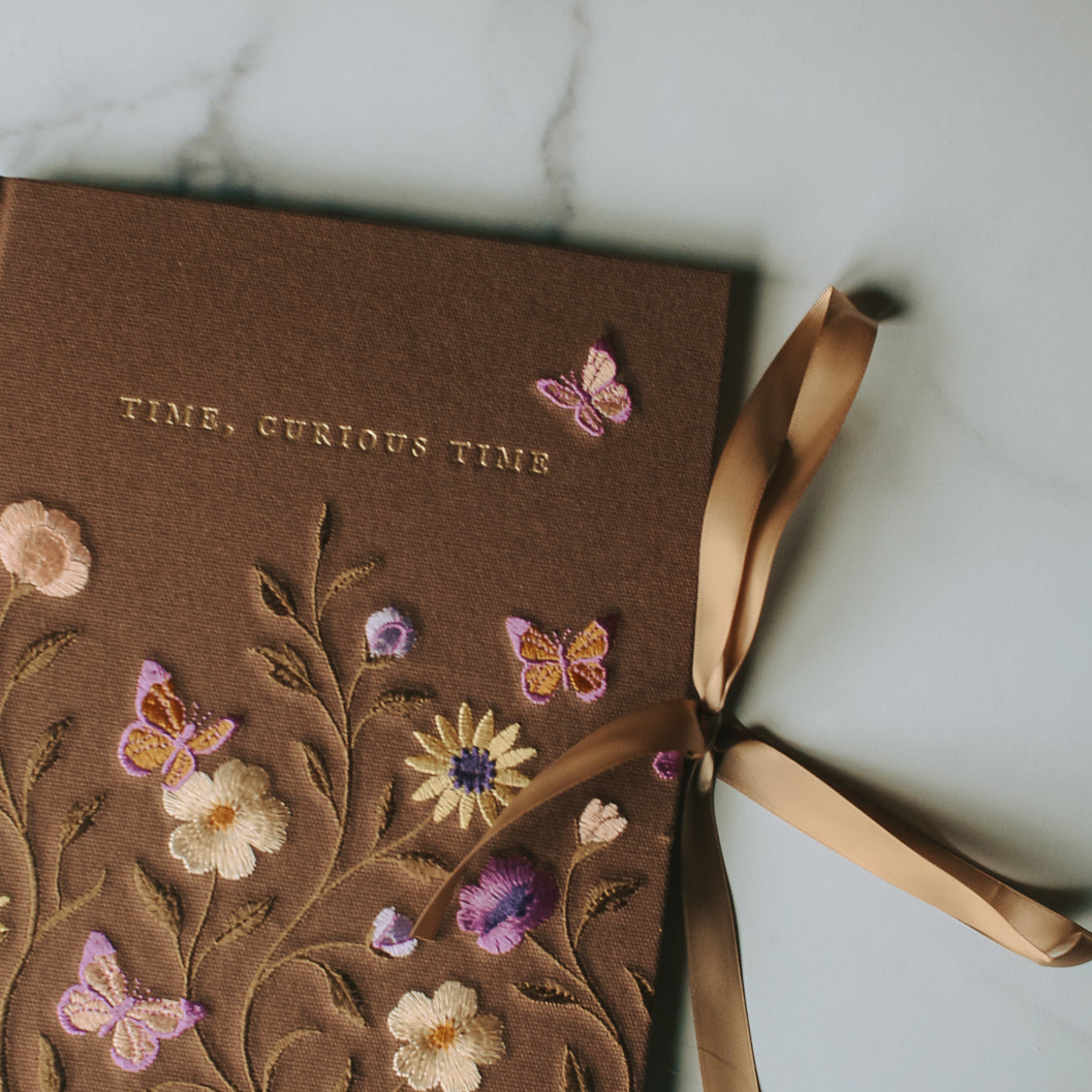 Time, Curious Time Embroidered Scrapbook Journal