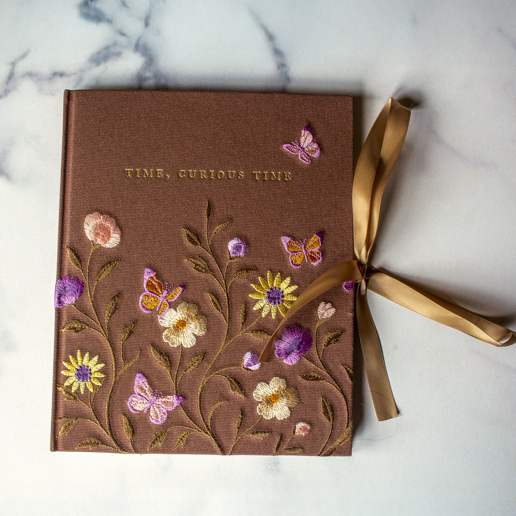 Time, Curious Time Embroidered Scrapbook Journal