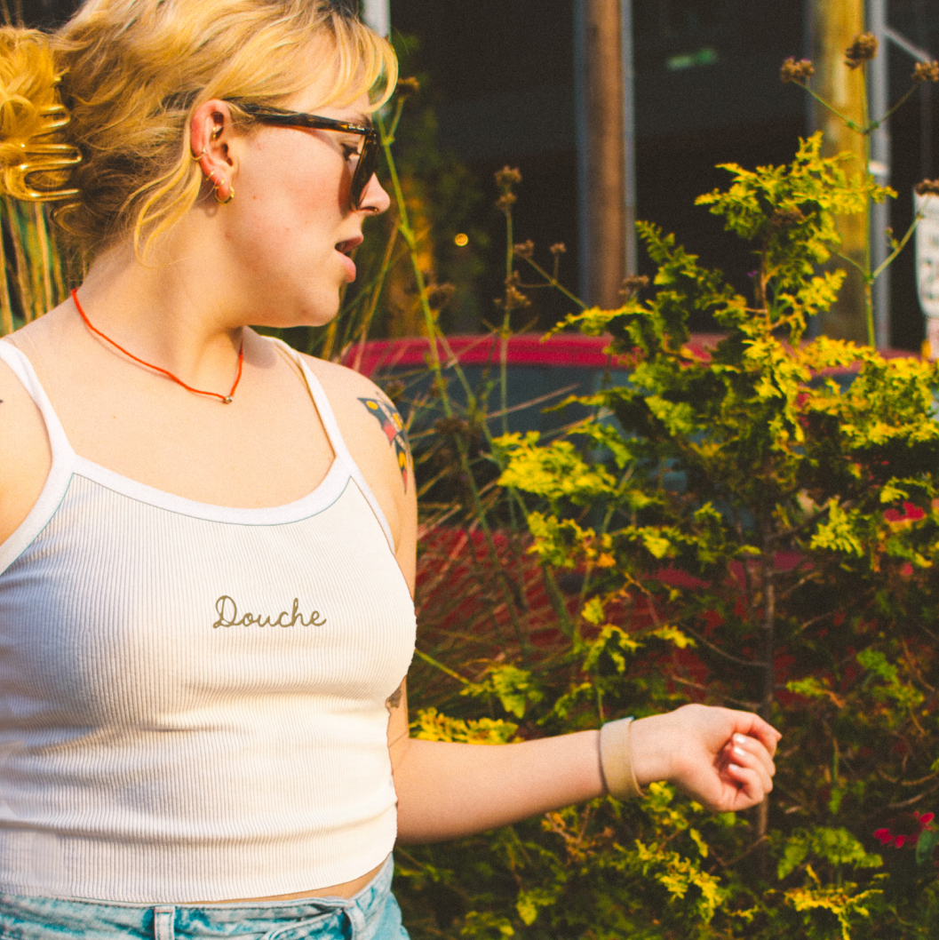 Embroidered Douche Crop Tank