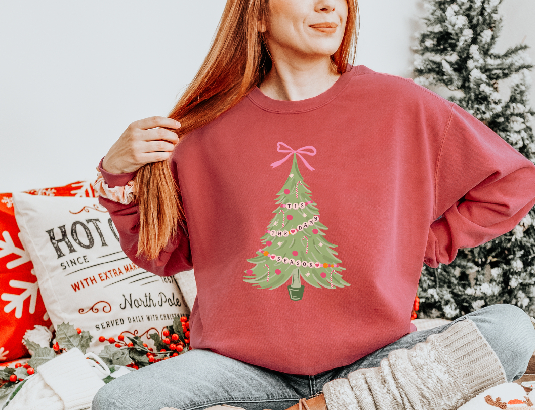 Tis The Season Christmas Tree Friendship Bracelets Comfort Colors Crewneck