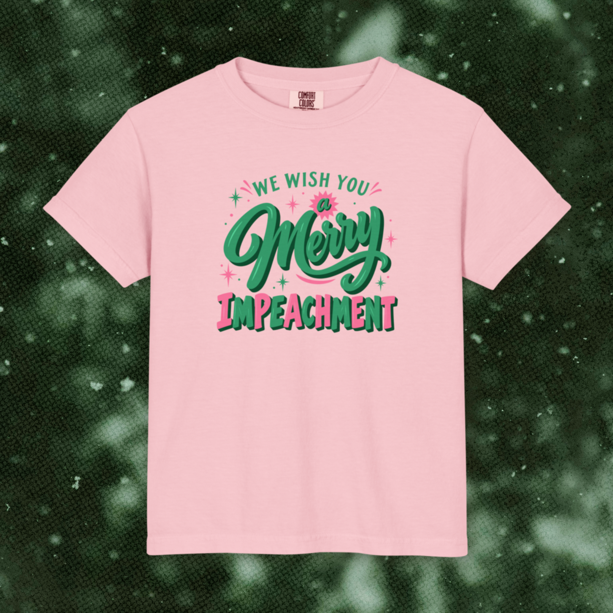 We Wish You a Merry Impeachment Youth Tee in Blossom