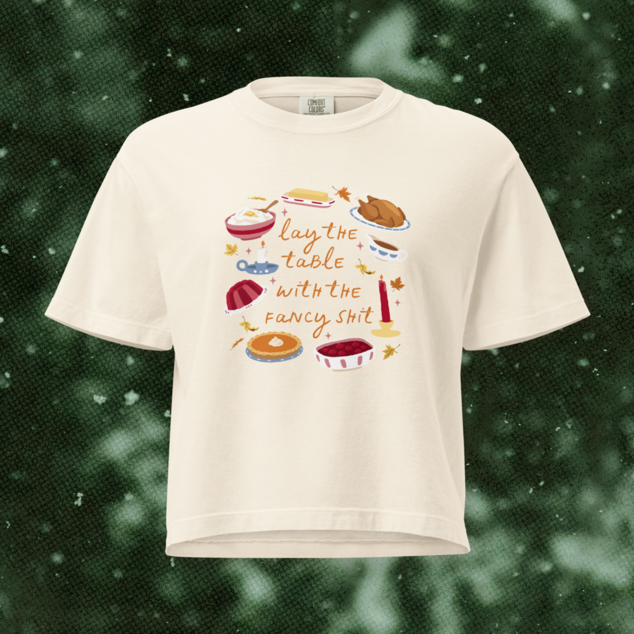 Lay the Table Thanksgiving Boxy Tee in Ivory