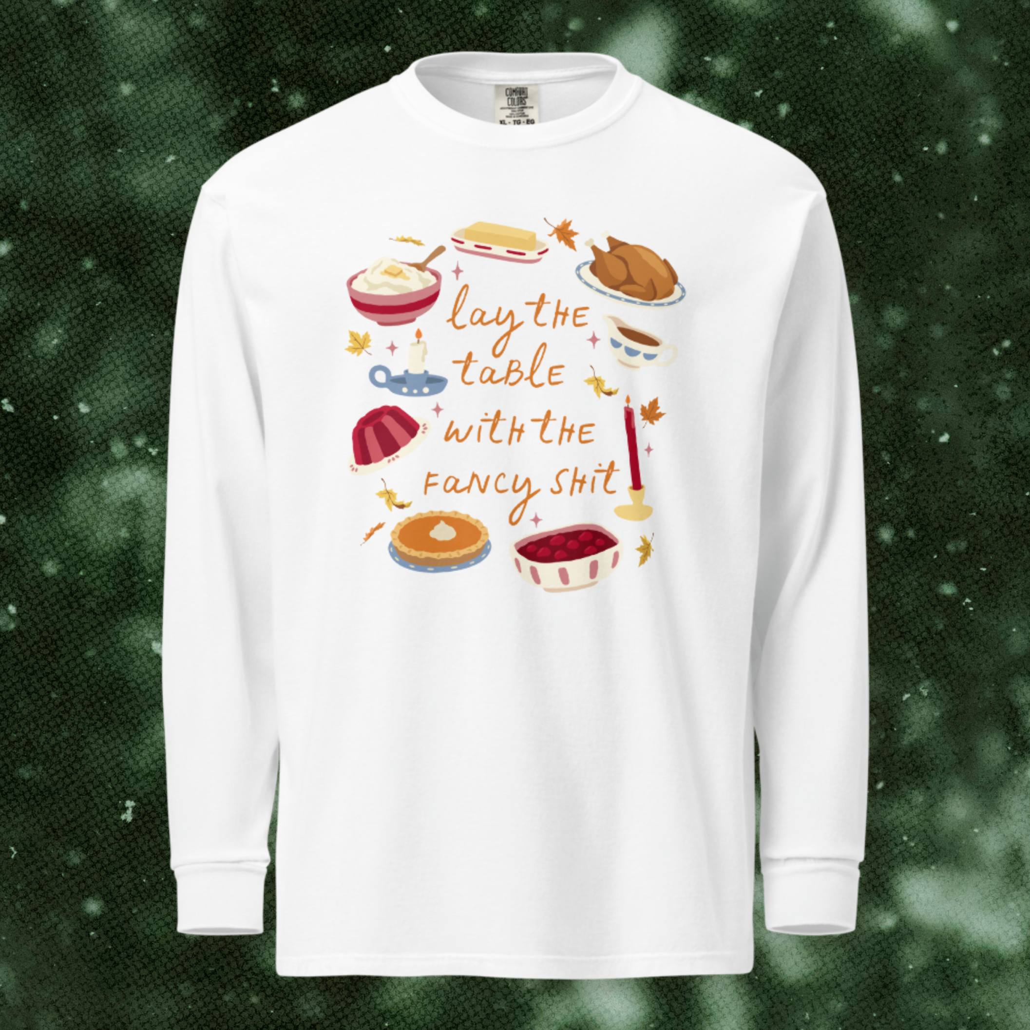 Lay the Table Thanksgiving Long Sleeve in White