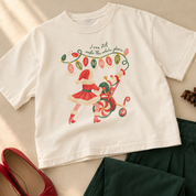 Shimmer Santa Boxy Tee in White, styled