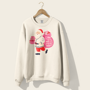 Bejeweled Santa Crewneck in White