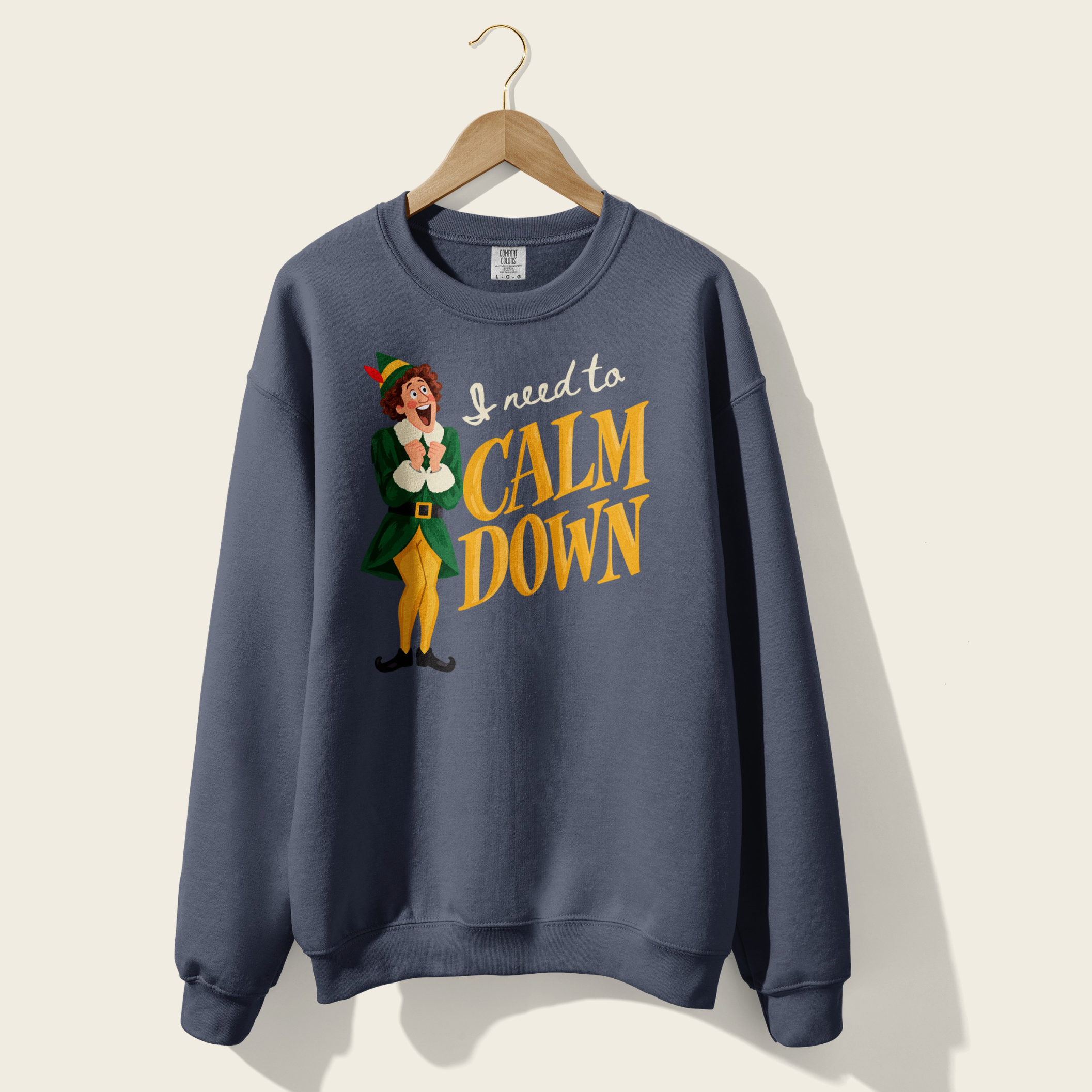 I Need to Calm Down Crewneck in Denim