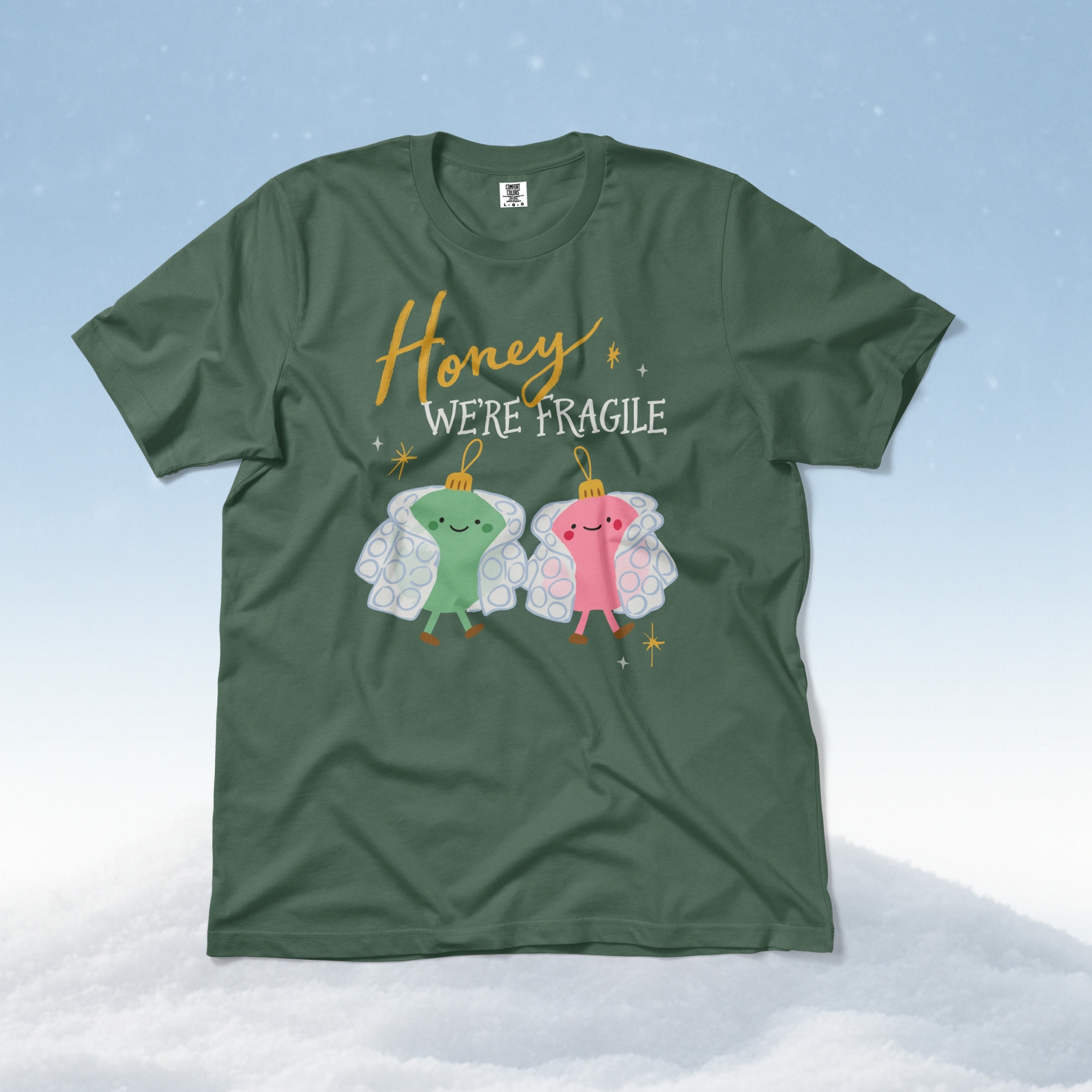 Honey We're Fragile Tee in Blue Spruce