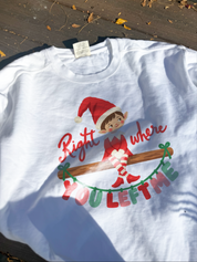Right Where You Left Me Crewneck in White, flat lay