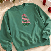 ’Tis the Damn Season Christmas Tree Crewneck in Light Green