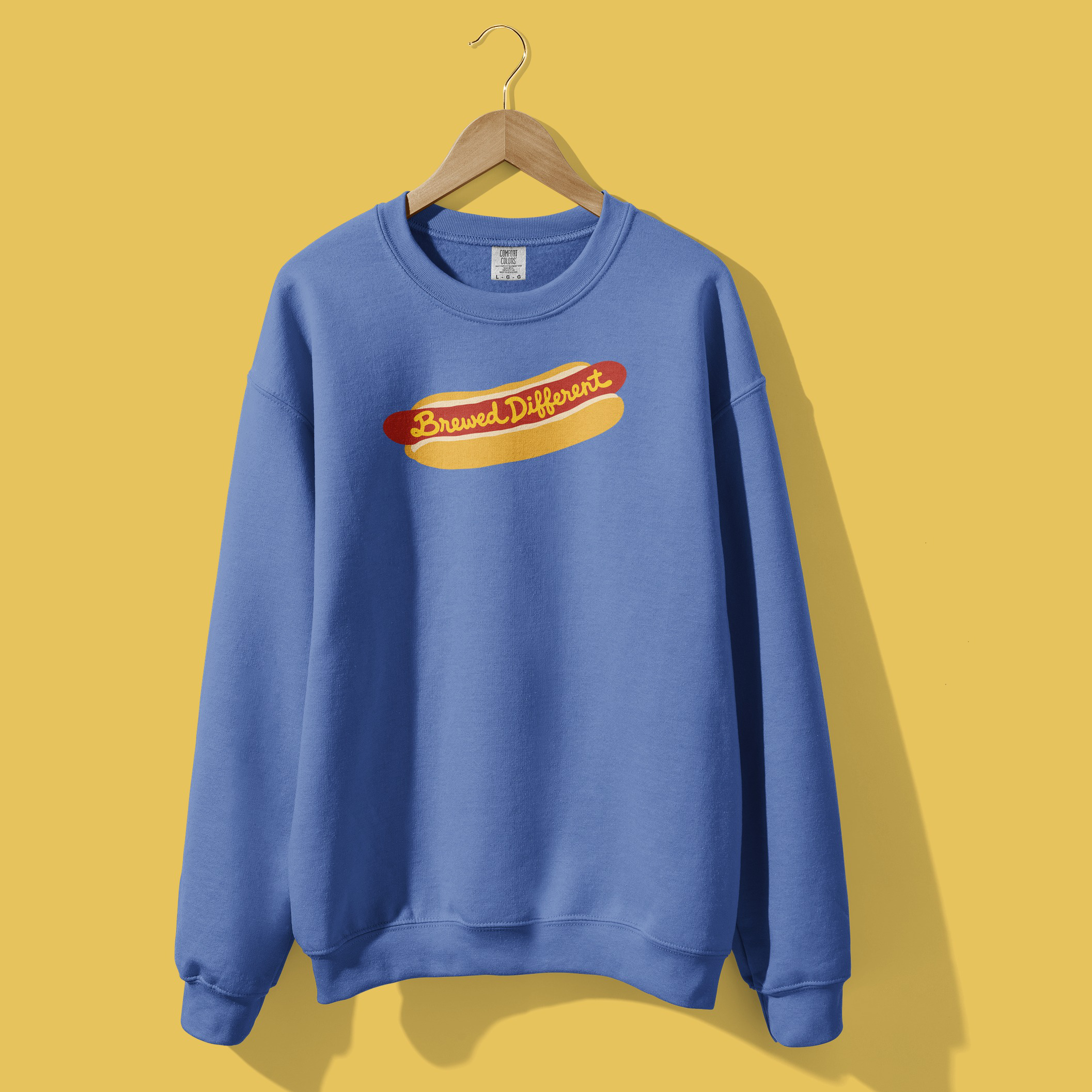 Brewed Different Hot Dog Crewneck in Flo Blue