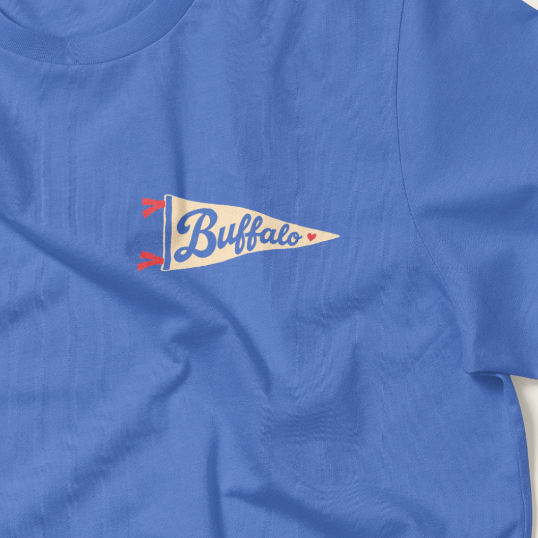 ’Tis the Damn Season Buffalo Tee front pennant detail