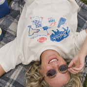 Buffalo Forever Tee in Ivory, on model