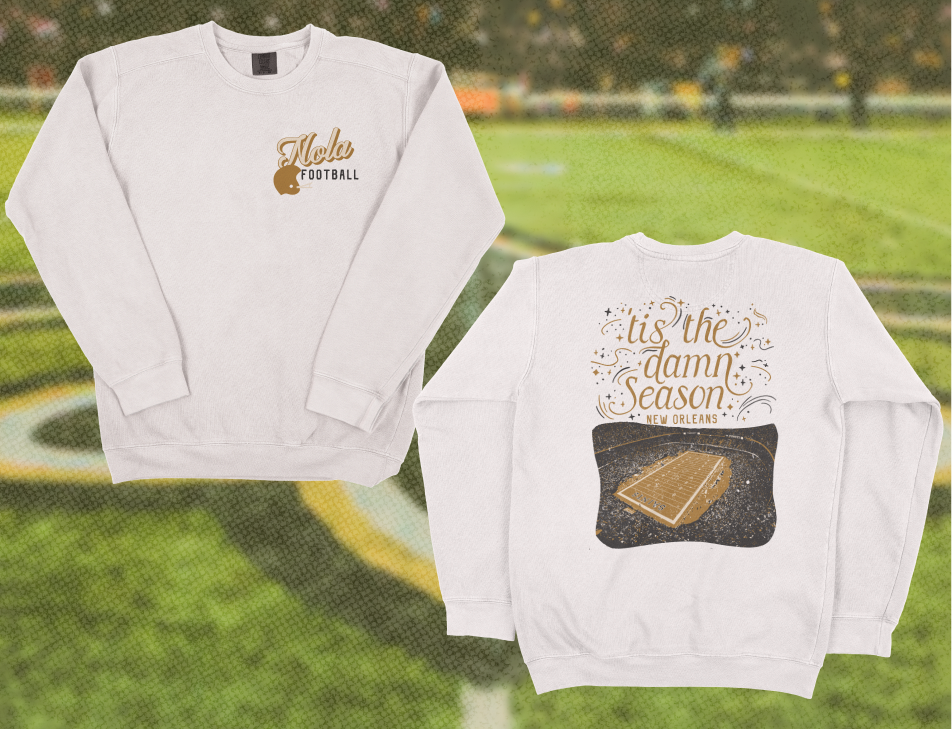'Tis the Season New Orleans Football Caesars Superdome Crewneck in White