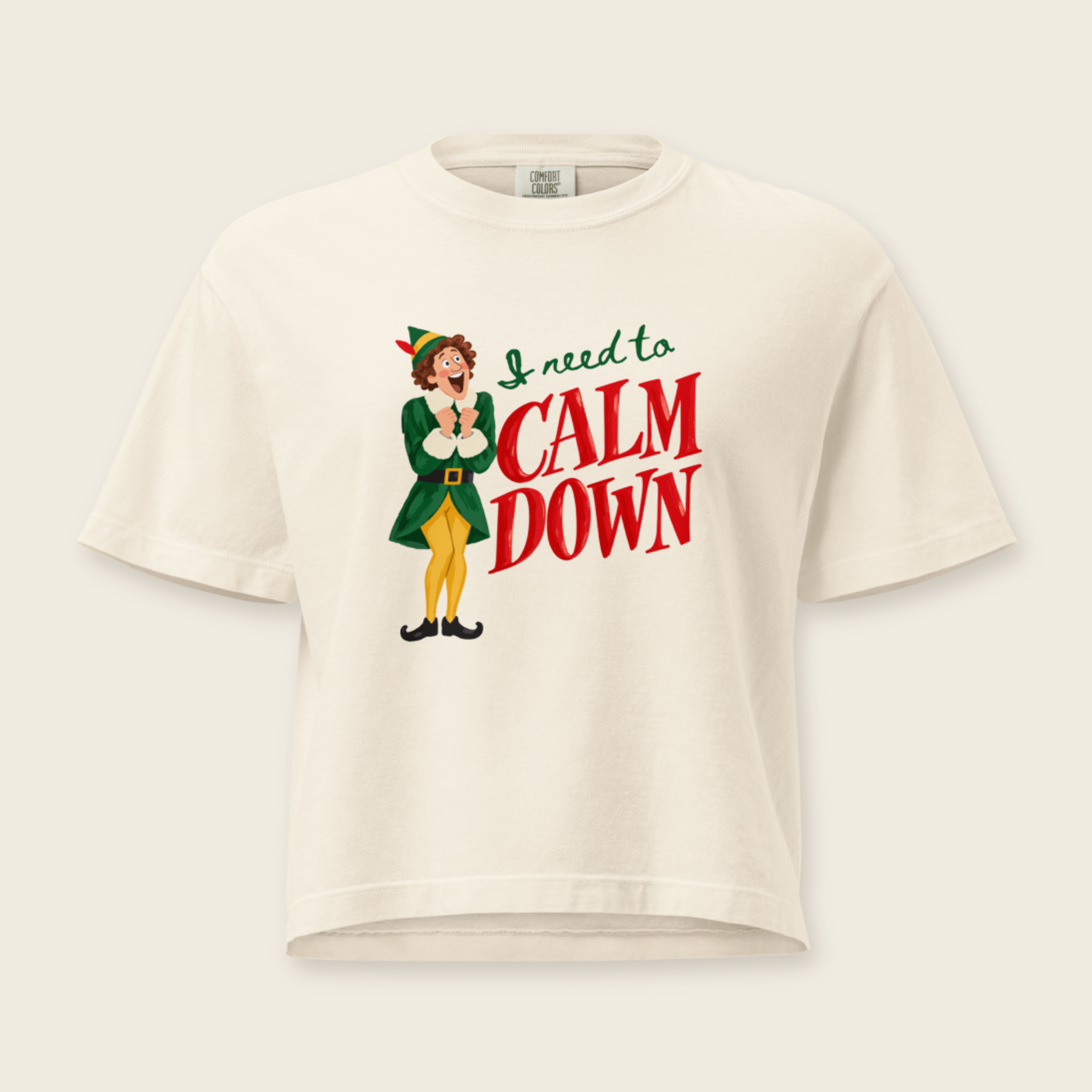I Need to Calm Down Boxy Tee in Ivory