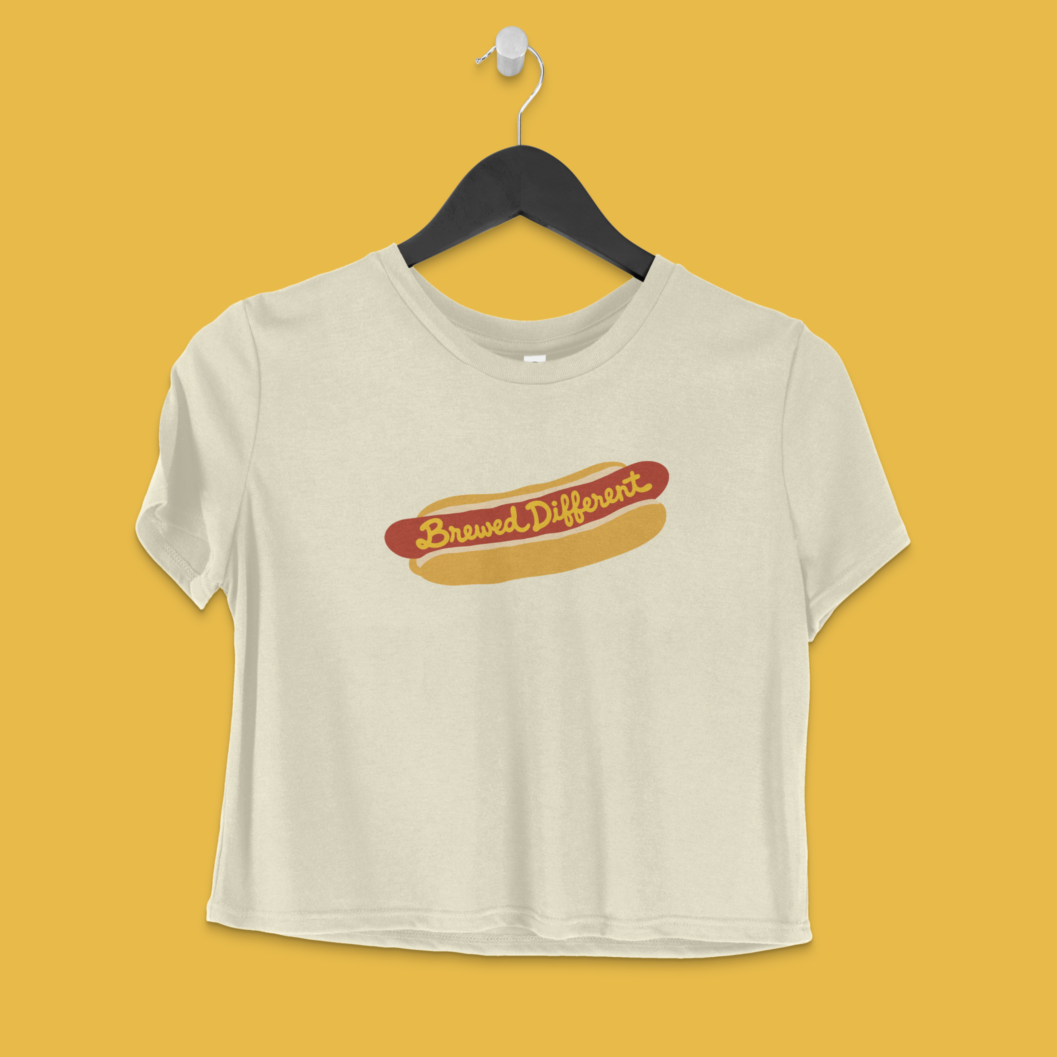 Brewed Different Hot Dog Boxy Tee in Ivory