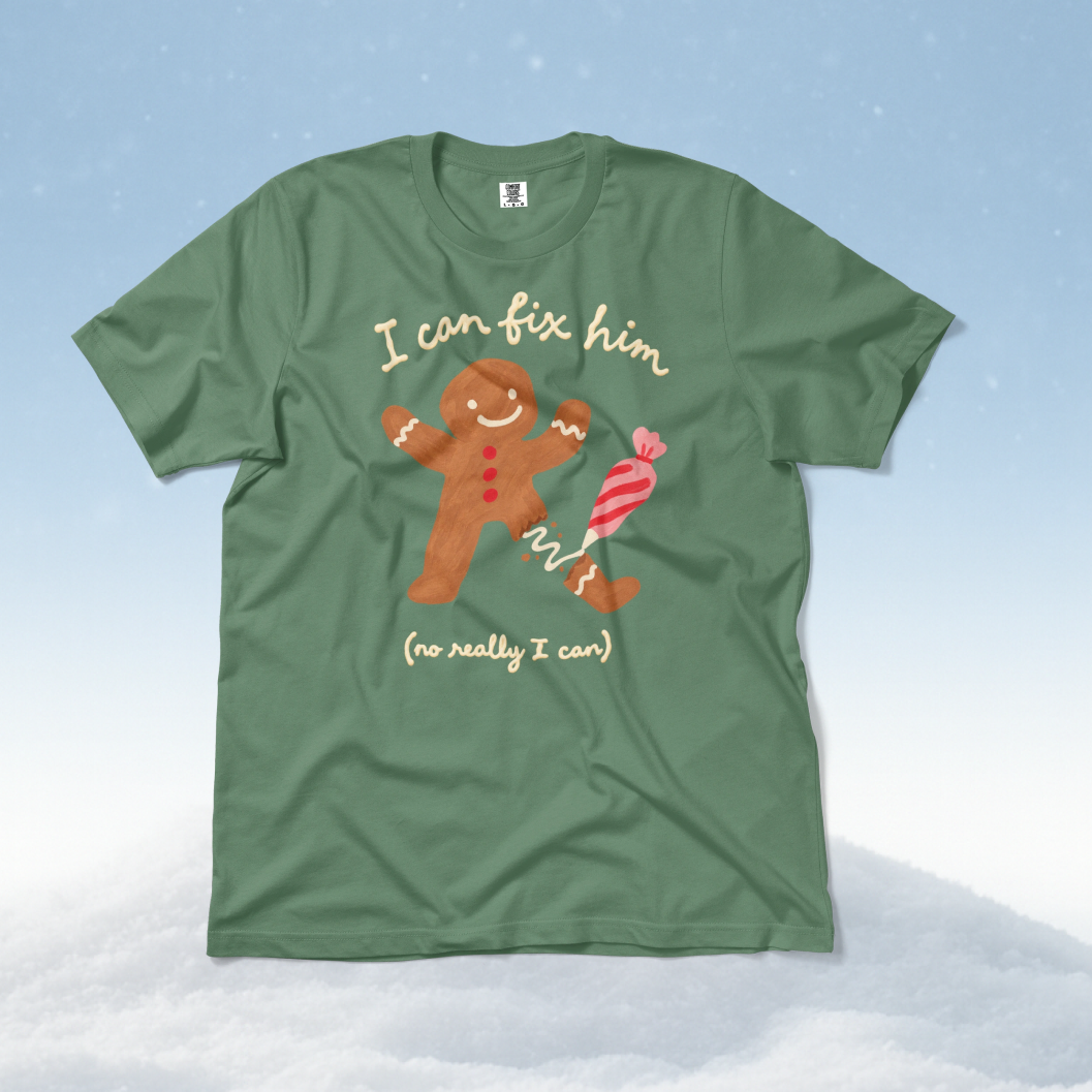 I Can Fix Him Gingerbread Tee in Light Green