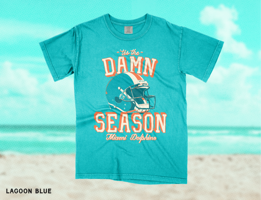 Miami Football 'Tis the Season Tee in Lagoon Blue