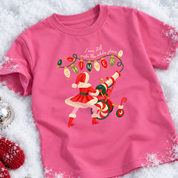 Kid's Shimmer Santa Tee in Crunchberry, styled