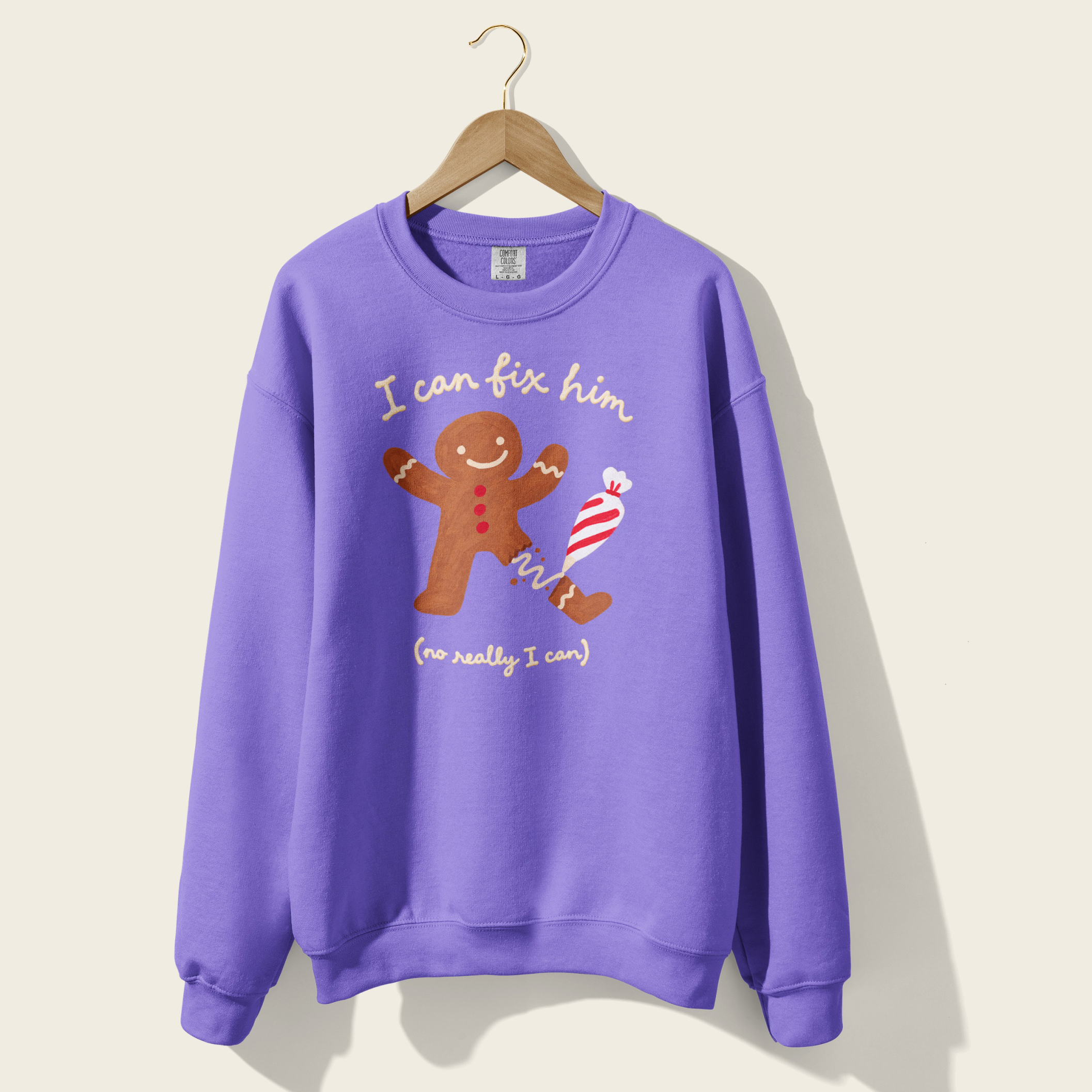I Can Fix Him Gingerbread Crewneck in Violet