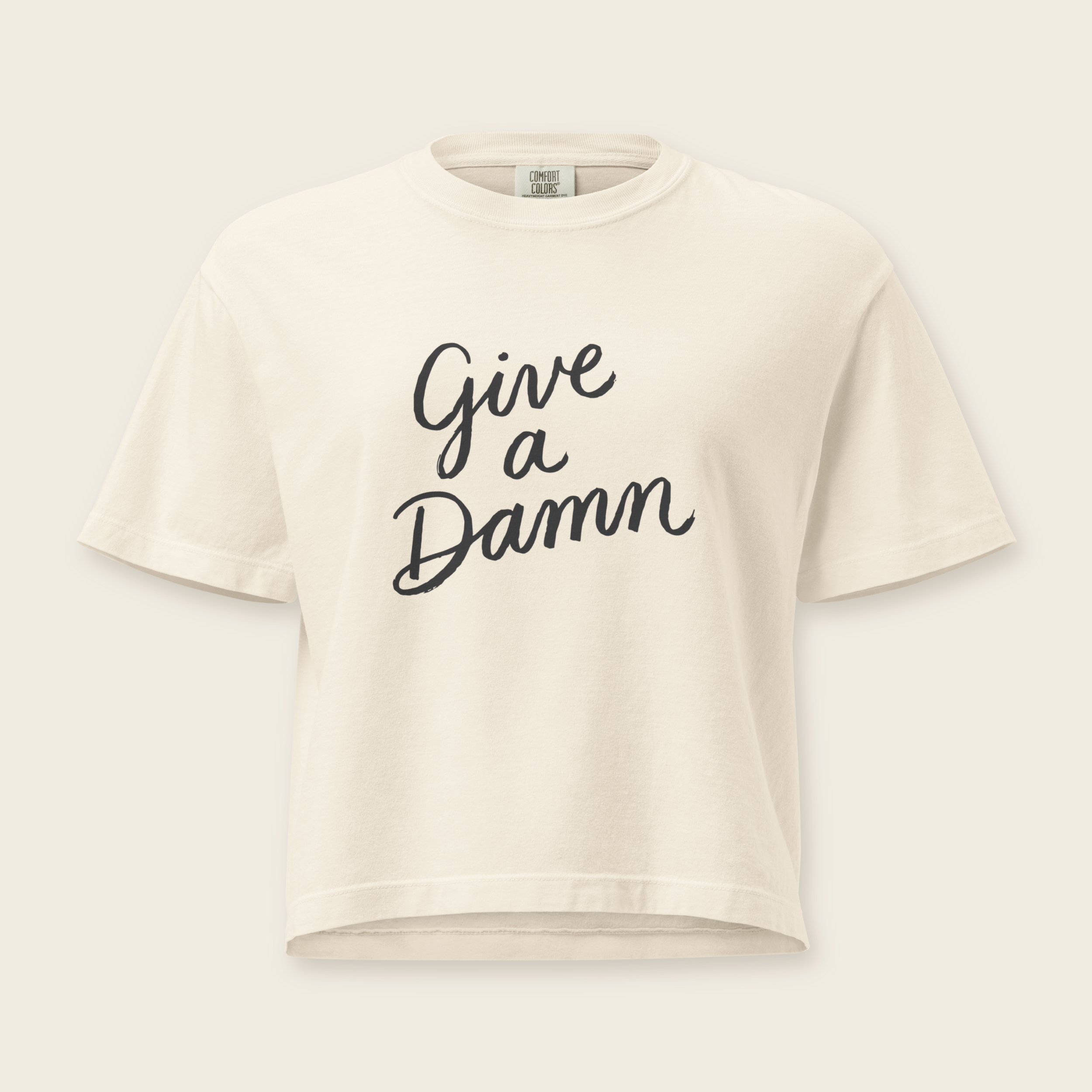 Give a Damn Boxy Tee in Ivory