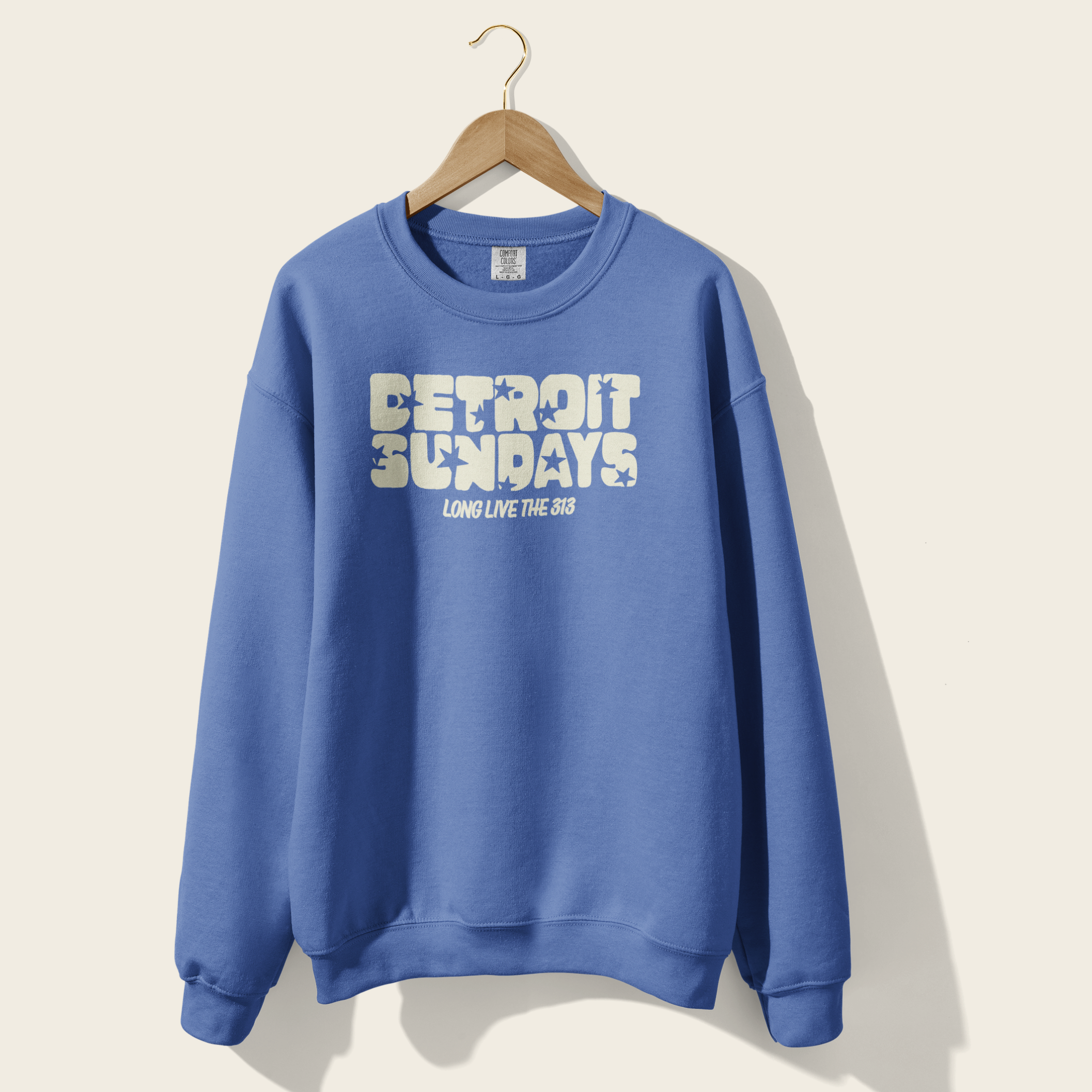 Detroit Sundays Crewneck in Flo Blue
