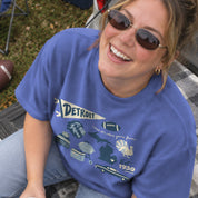 Detroit Forever Tee in Flo Blue, on model