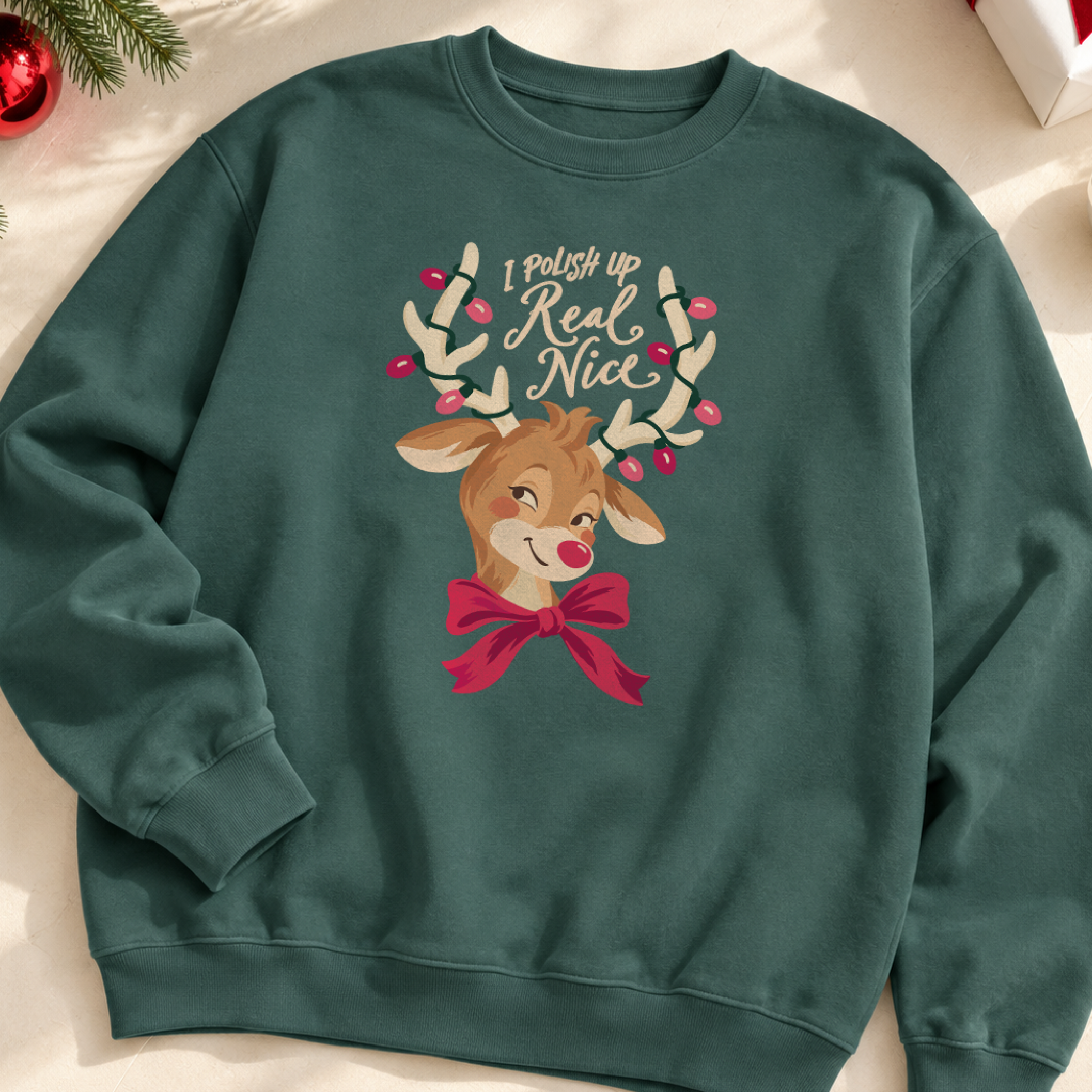I Polish Up Real Nice Crewneck in Blue Spruce