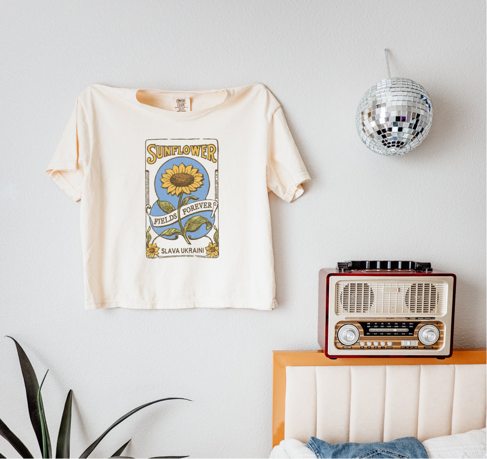 Sunflower Fields Forever Comfort Colors Crop Top