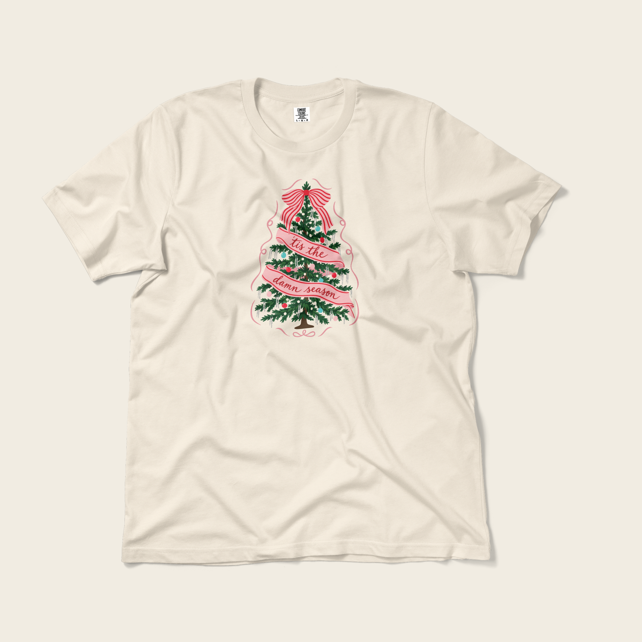’Tis the Damn Season Christmas Tree Tee in Ivory