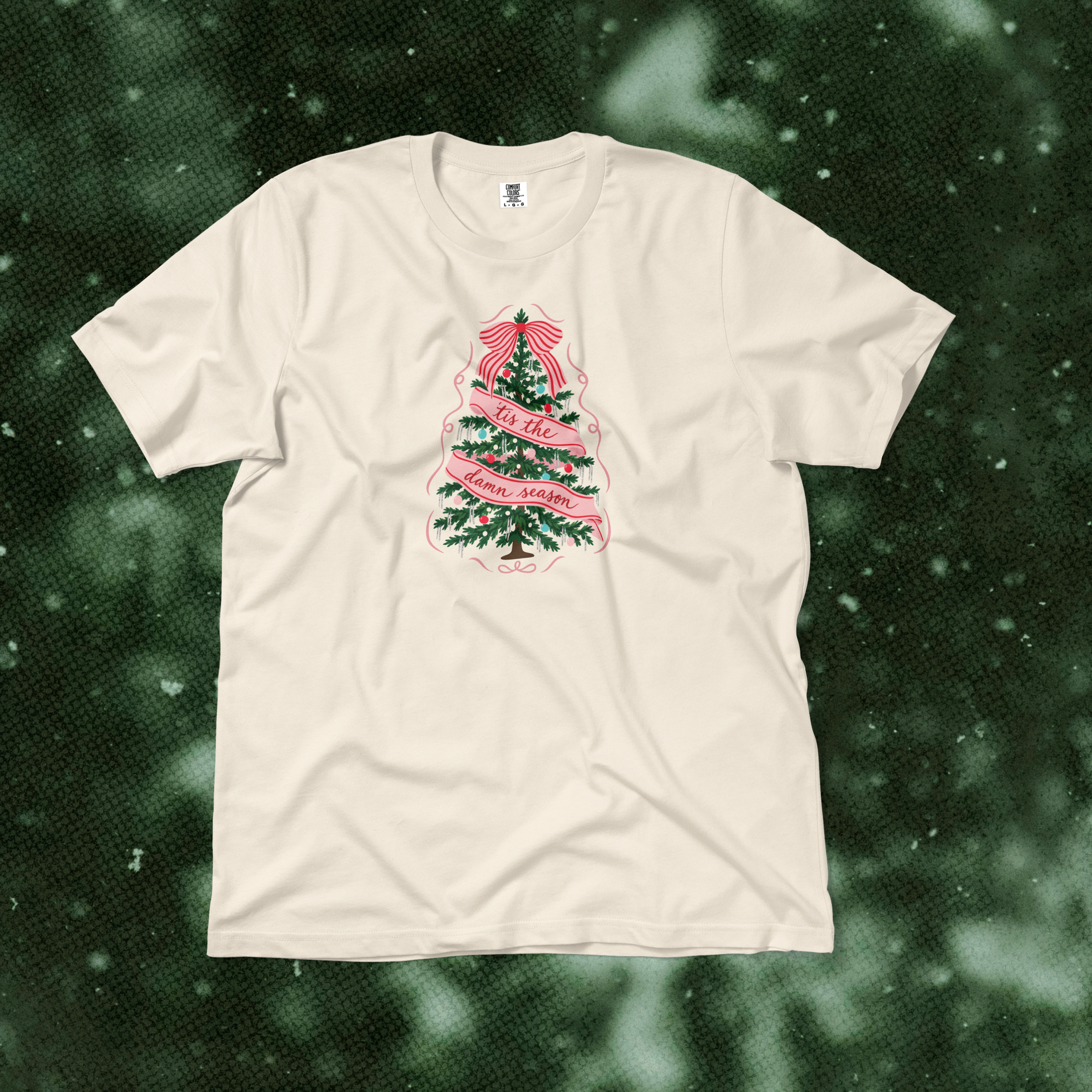 ’Tis the Damn Season Christmas Tree Tee in Ivory
