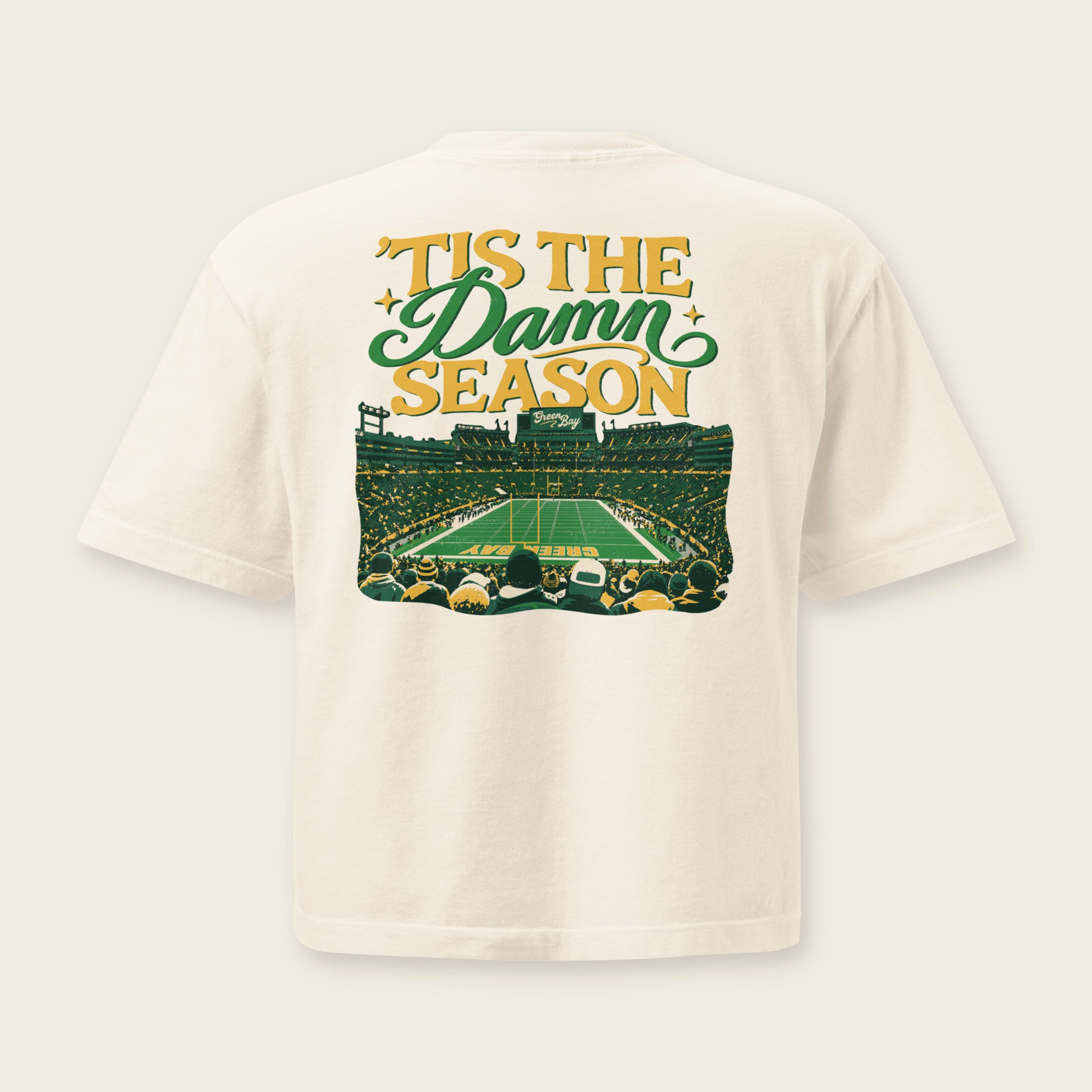 ’Tis the Damn Season Green Bay Boxy Tee in Ivory, back