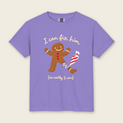 Kid's I Can Fix Him Gingerbread Tee in Violet