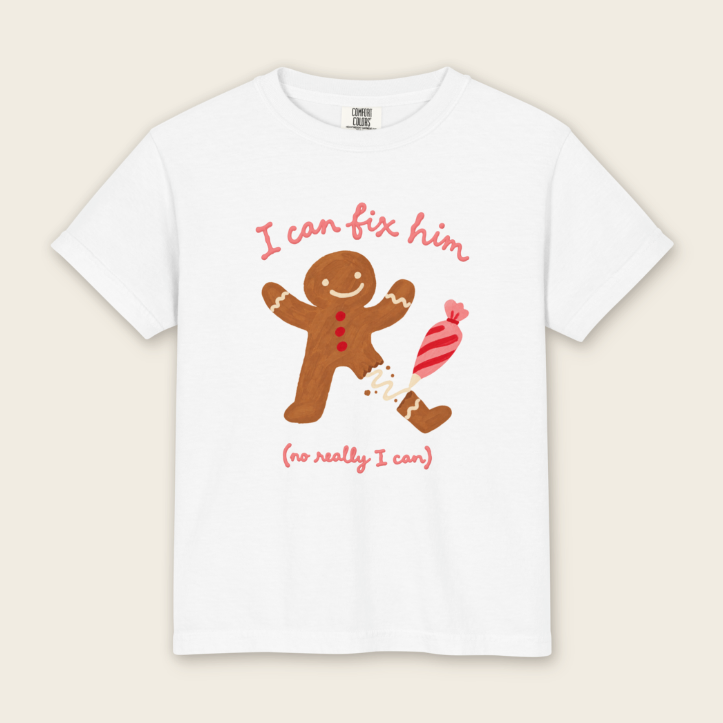 Kid's I Can Fix Him Gingerbread Tee in White