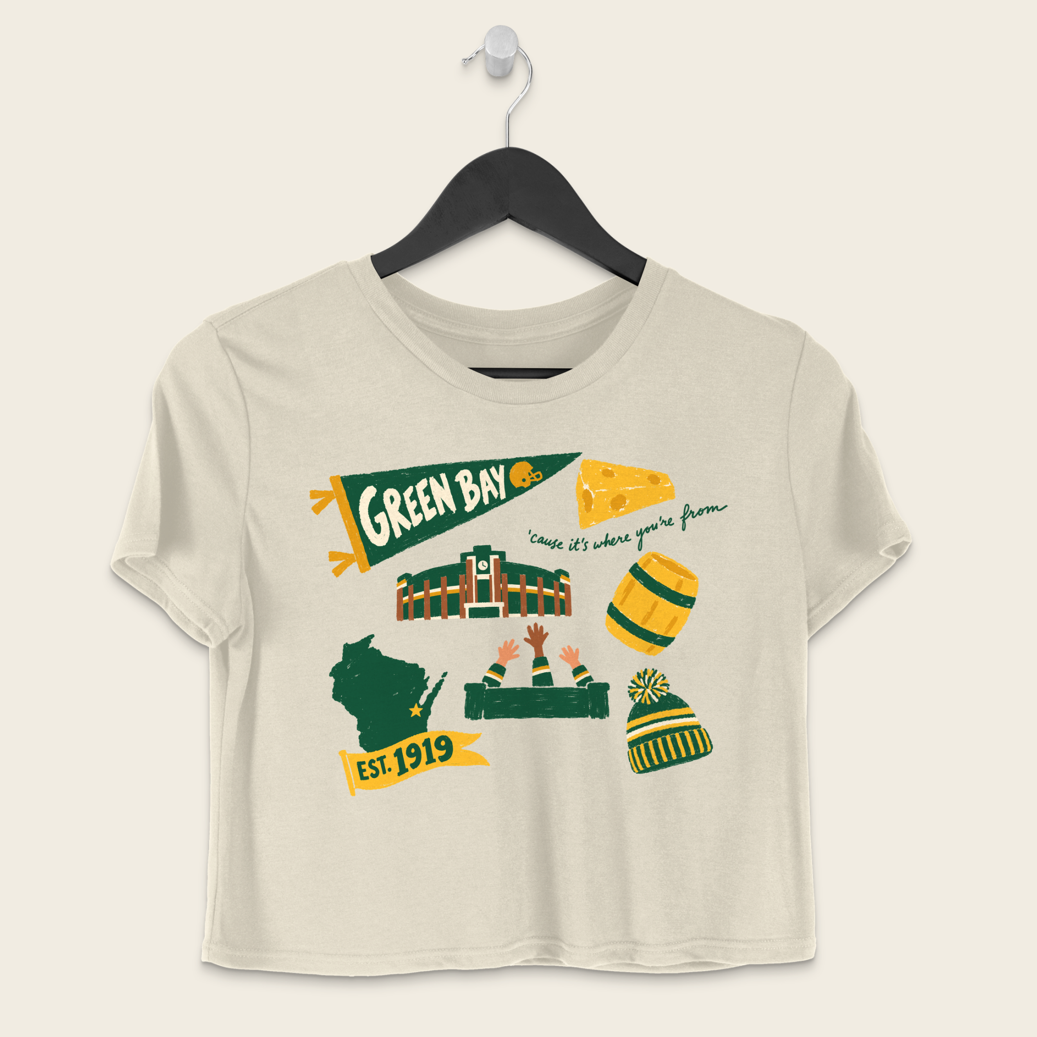 Green Bay Forever Boxy Tee in Ivory