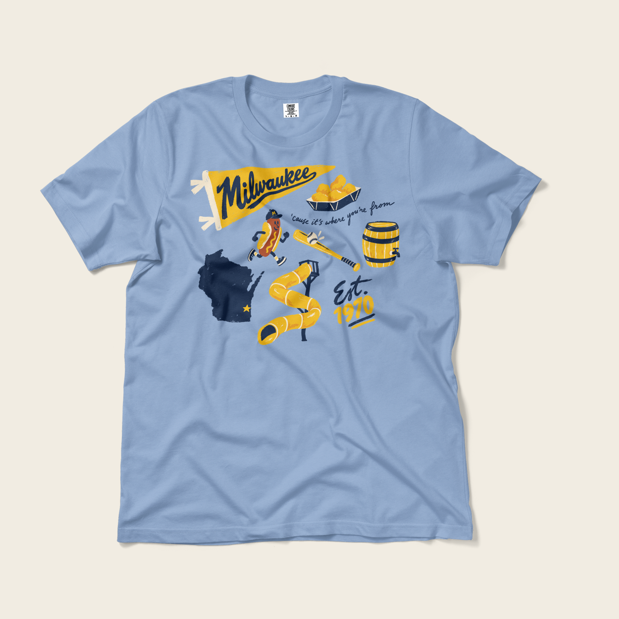 Milwaukee Forever Tee in Washed Denim