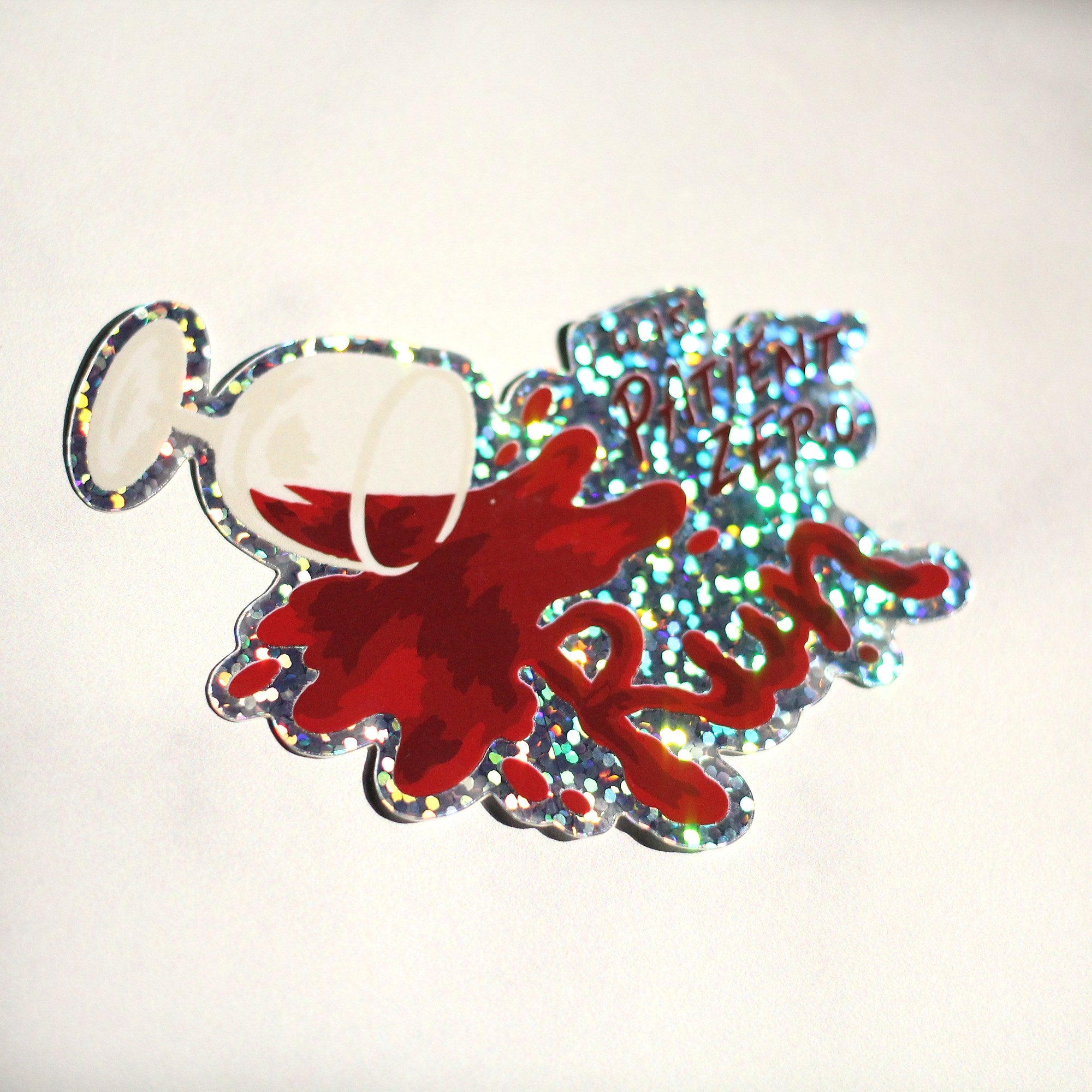Patient Zero, Run glitter sticker on marble
