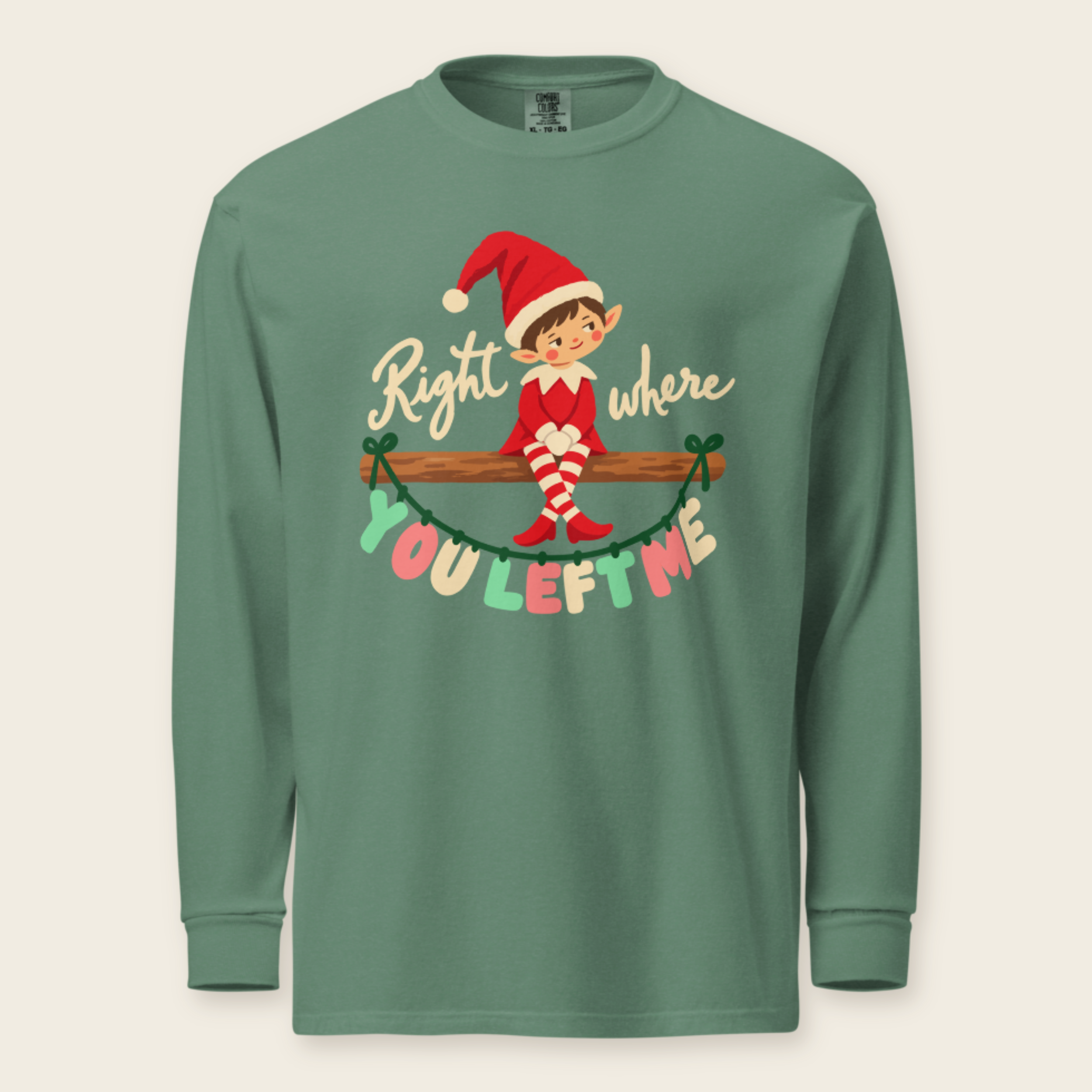 Right Where You Left Me Long Sleeve Tee in Light Green