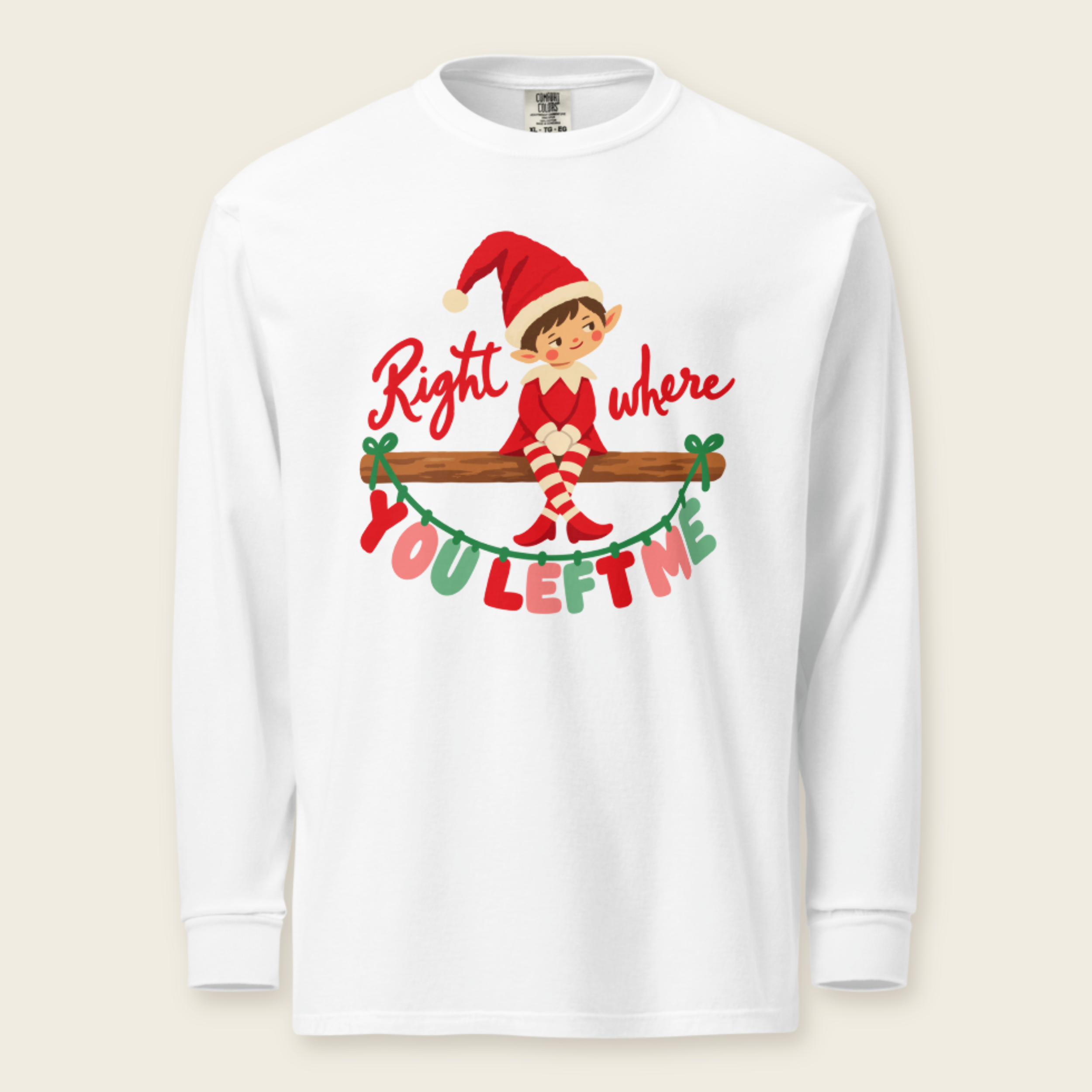 Right Where You Left Me Long Sleeve Tee in White