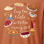 Lay the Table Thanksgiving Crewneck print close-up