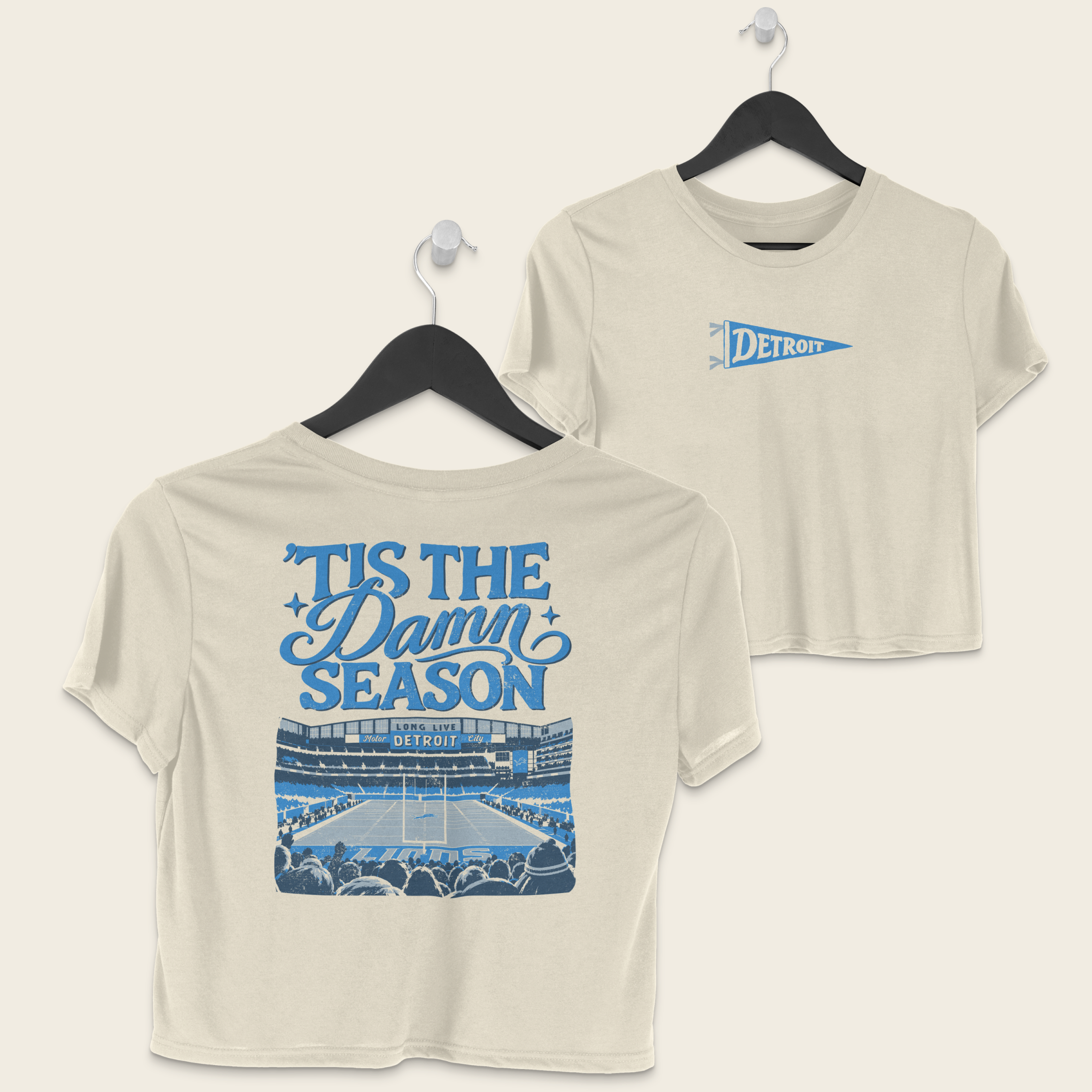 ’Tis the Damn Season Detroit Stadium Boxy Tee in Ivory