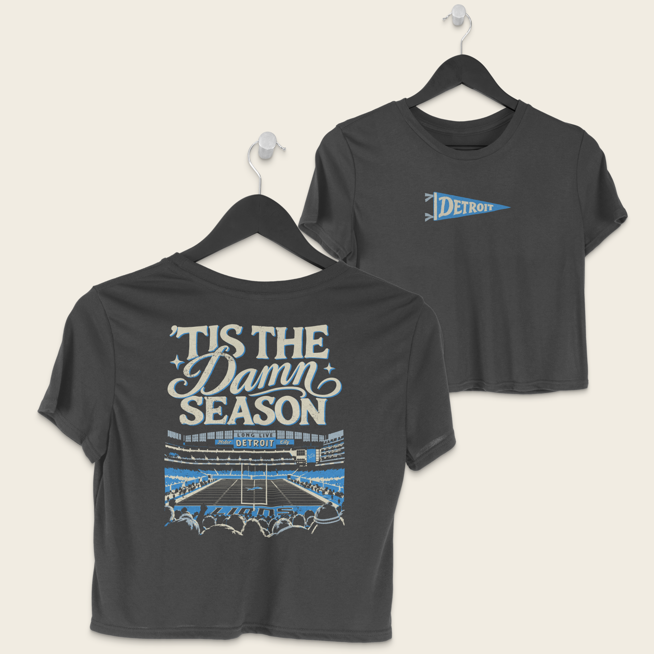 ’Tis the Damn Season Detroit Stadium Boxy Tee in Pepper