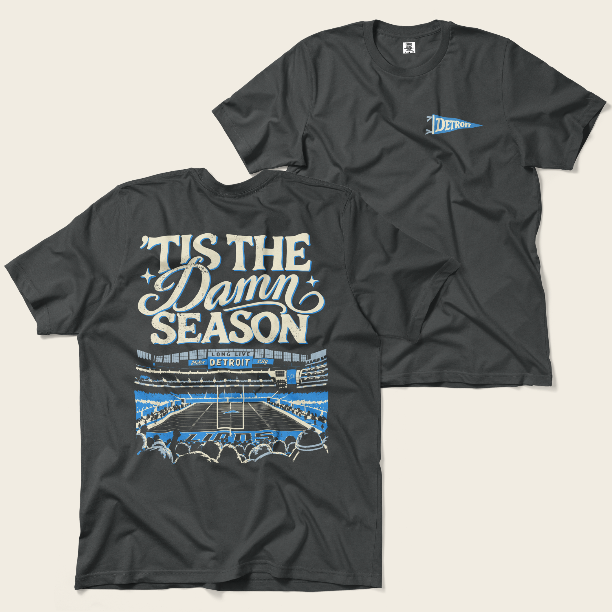 ’Tis the Damn Season Detroit Stadium Tee in Graphite