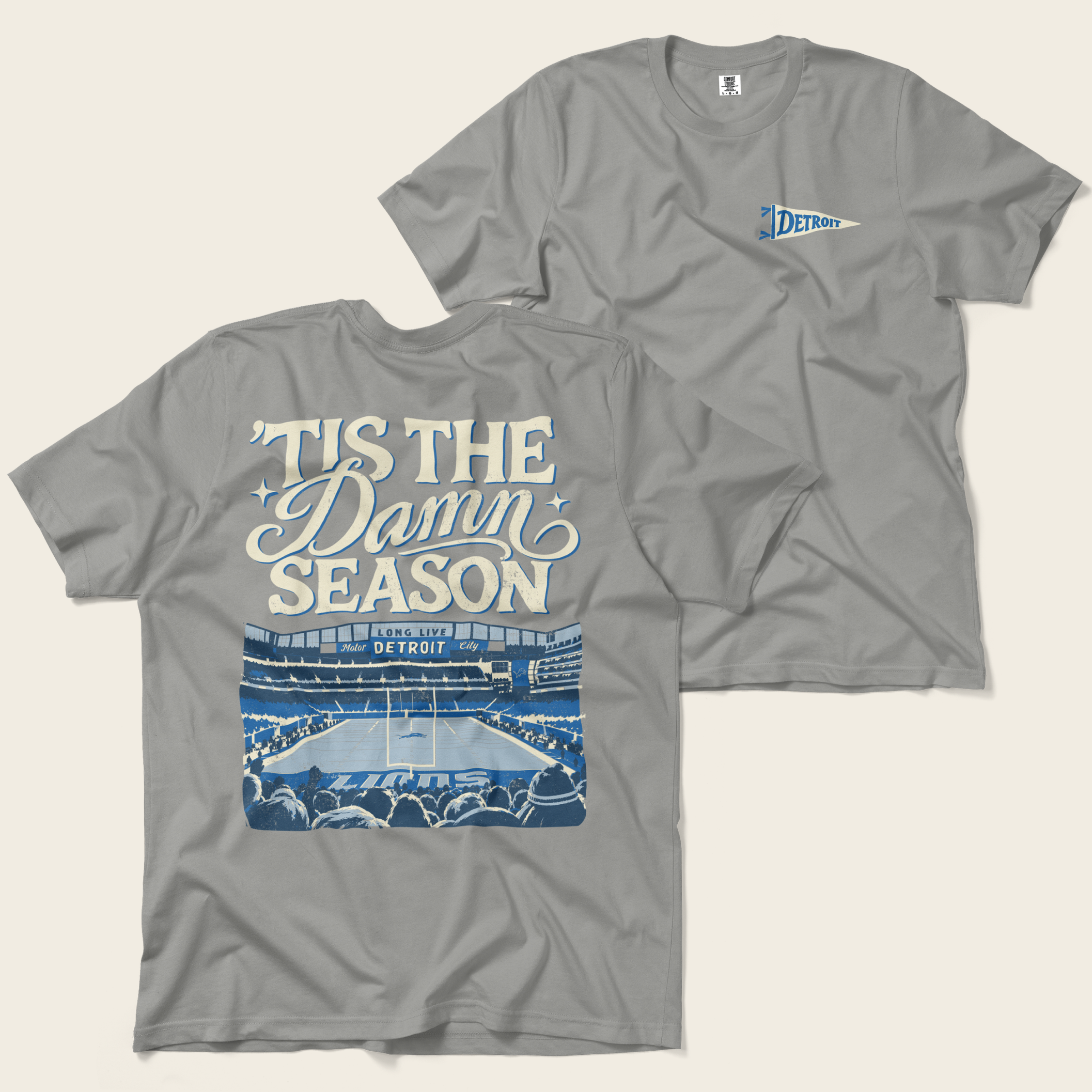 ’Tis the Damn Season Detroit Stadium Tee in Grey